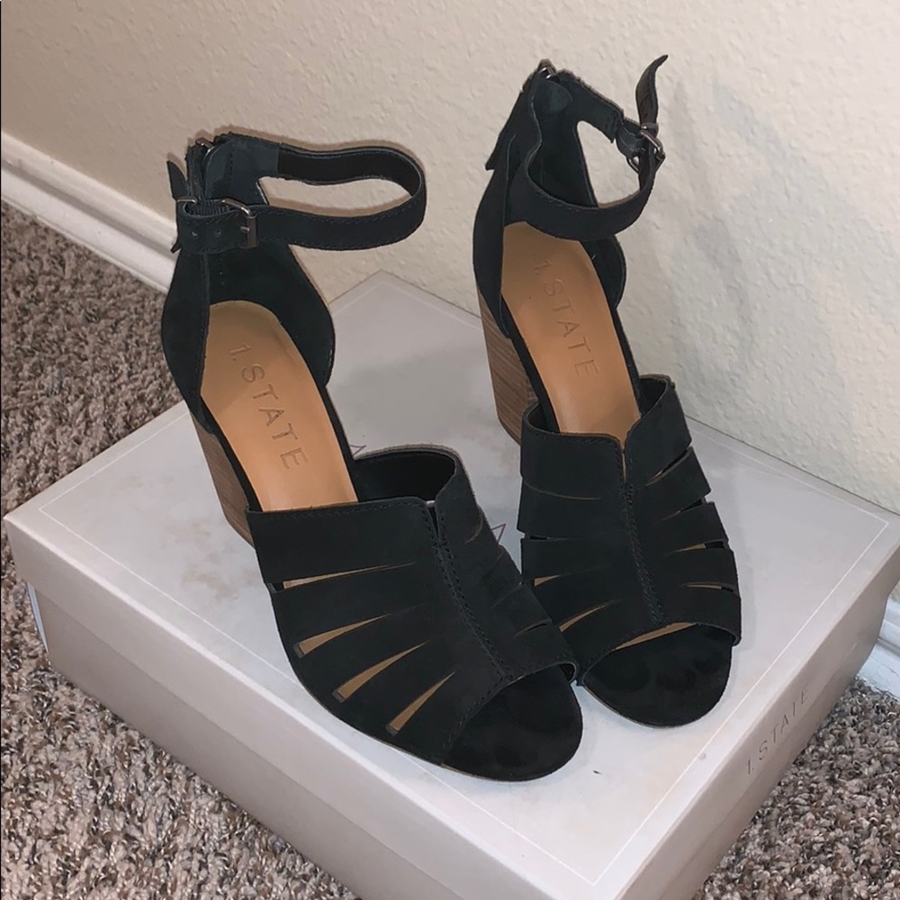 Black Wooden Heeled Sandal